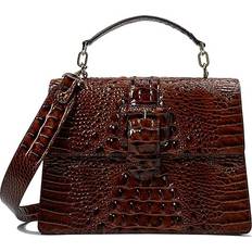 Brown - Leather Messenger Bags Brahmin Hallie Melbourne Medium Embossed Leather Satchel Pecan Melbourne