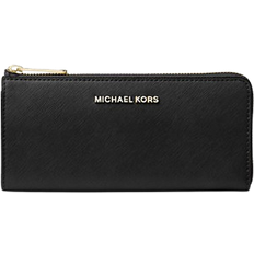 Michael Kors Jet Set Travel Large Saffiano Leather Quarter-Zip Wallet - Black