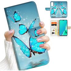 Mobile Phone Accessories for Samsung A32 4G Only, for Samsung Galaxy A32 4G Only, Designed Flip Wallet Phone Case Cover, A23237 Blue Butterfly 23237