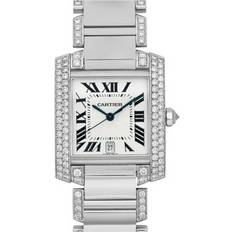 Cartier Unisex Wrist Watches Cartier Tank Francaise 18K White Gold Diamond Silver WE1003SF