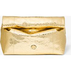 Michael Kors Clutches Michael Kors Monogramme Medium Metallic Python Embossed Leather Lunch Box Clutch