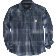 Carhartt Heavyweight Flannel Long-Sleeve Plaid Shirt - Navy