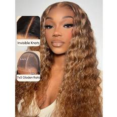 Hair Products UNice 7x5 Bye Bye Knots Lace Water Wave Wig 14 inch Honey Blonde