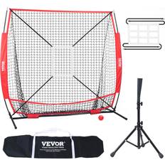 Batting Cages & Nets Vevor 7x7 ft Baseball Softball Practice Net, Portable Baseball Training Net for Hitting Batting Catching Pitching Red