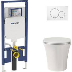 Geberit Water Toilets Geberit MUSE 2-piece 0.8/1.6 GPF Dual Flush Elongated Toilet with 2 in. x 4 in. Concealed Tank and Plate in White, Seat Included