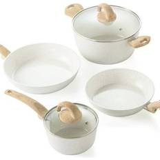 Vkoocy White Cookware Set with lid 6 Parts