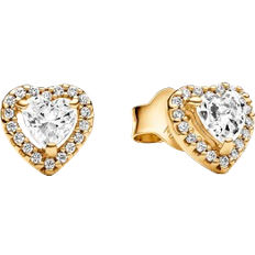 Pandora Sparkling Elevated Heart Stud Earrings - Gold/Transparent