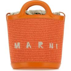 Oransje Bøttevesker Marni Orange Leather And Raffia Tropicalia Bucket Bag