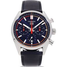 Tag Heuer Unisex Wrist Watches Tag Heuer 2023 unworn Carrera Chronograph 42mm steel/Sapphire Glass/Calf Leather One Size Blue