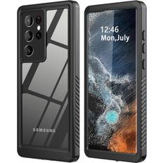ZWWADR for Samsung Galaxy S22 Ultra Case Waterproof Built-in Screen Protector [Full Body Shockproof][12 FT Military Shockproof] Dustproof Underwater Phone Case for Galaxy S22 Ultra 5G 6.8''Black