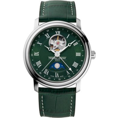 Frederique Constant Men Wrist Watches Frederique Constant Swiss Automatic Classics Heartbeat Moonphase Green Leather 40mm Green
