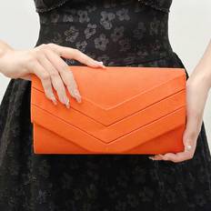 Orange Clutches Shein Large Capacity Orange Velvet Evening Clutch Handbag Formal Party Clutch For Women With Strap