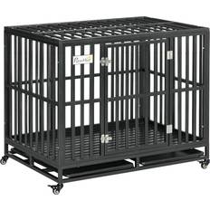 Pawhut 41" Heavy Duty Dog Cage, Metal Kennel Crate Playpen