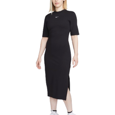 Black Dresses Nike Sportswear Essential Women's Tight Midi Dress - Black/White