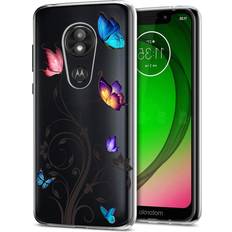 Bohefo Clear Case Compatible with Moto G7 Play/Moto G7 Optimo XT1952DL Case for Girls Women, Cute Soft TPU Shockproof Protective Phone Case Cover for Motorola Moto G7 Play Butterfly