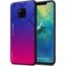 Mobile Phone Accessories Cadorabo TPU 2 Farben Glas Cover Huawei Mate 20 Pro Smartphone Hülle, Rot, Violett