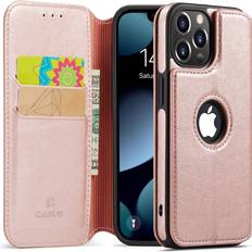 Apple iPhone 13 Pro Max Wallet Cases Casus Logo View Compatible with iPhone 13 Pro Max Wallet Case Slim Magnetic Flip Cover Faux Leather with Card Holder Slot Thin Kickstand 2021 6.7" Rose Gold Pink