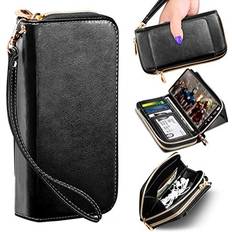 Wallet Cases ELV Wallet Purse Case Designed for Samsung Galaxy Note 10 Plus/Galaxy Note 10 Plus Pro 5G Case PU Leather Folio Flip Case with Credit Card Slots, Detachable Case and Back Stand