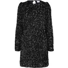 Selected Sequin Mini Dress - Black