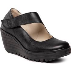 Fly London Shoes Fly London P500682 Yasi 682 Black Womens Wedge Shoes