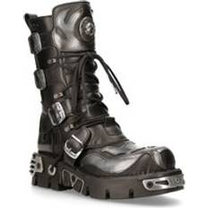 New Rock Shoes New Rock 107-S2 Black/Silver Gothic Leather Boots