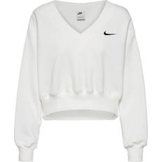 Nike Sportswear Phoenix Fleece Women's Cropped V-Neck Top - Sail/Black