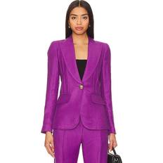 Purple Blazers Peaked-Lapel Pintuck Linen Blazer