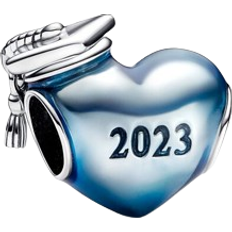 Blue Jewelry Pandora 2023 Graduation Heart Charm - Silver/Blue