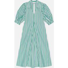 Beige - Lange kjoler Ganni Striped Organic Cotton Maxi Dress 40/UK Green