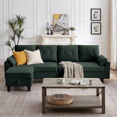 Bed Bath & Beyond Storage Ottoman and Side Bags Couch Green Sofa 110" 3 Seater