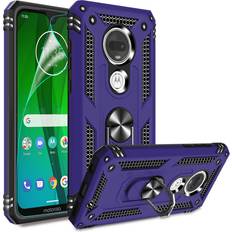 Mobile Phone Accessories Gritup Compatible for Moto G7 Case, Moto G7 Plus Case with HD Screen Protector, Military-Grade Shockproof Protective Phone Case with Magnetic Kickstand Ring for Motorola Moto G7 G7 Plus Purple