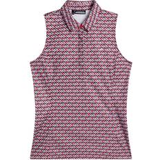 J.Lindeberg Clothing J.Lindeberg Dena Multi Bridge Sleeveless Polo Shirt, Pink, Golf Sleeveless Top