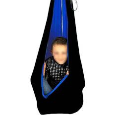 Toys DAPERCI Sensory Swing for Adults 360° Swivel Hanger Indoor Swing for Adults with Autism Double Layer Indoor Durable Hardware Included with Hardware & Drawstring Pouch Color Black/Royal Blue