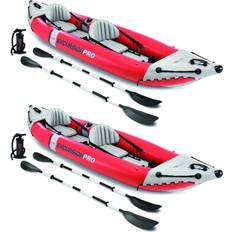 Intex Swim & Water Sports Intex Excursion Pro Inflatable Person Vinyl Kayak w/ Oars & Pump, Red 2 Pack