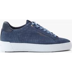 Android Homme Zuma Caiman Croc Embossed Navy Suede Low Top Trainers Si