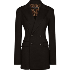 Black - Women Blazers Dolce & Gabbana Giacca Double Breasted Milano Rib Jacket - Black