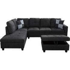 Sofa Set Sofas Lifestyle Convertible Sectional Black/Grey 103.5" 2pcs