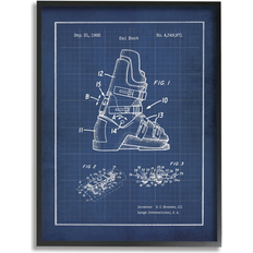 Interior Details Stupell Vintage Ski Boot Blue Print Drawing Wall