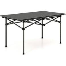Costway Camping Costway Aluminum Camping Table for 4-6 People with Carry Bag-Black