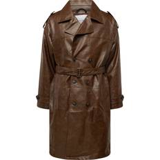 Herren - Trenchcoats Mäntel Topman Faux Leather Trench Coat in Brown