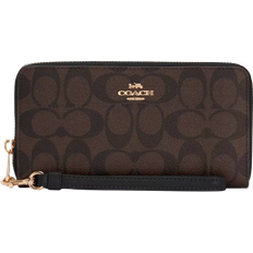 Coach Outlet Long Zip Around Wallet In Signature Canvas - Gold