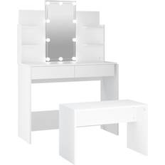 vidaXL Vanity Table set with LED Light White Sminkebord 40x96cm