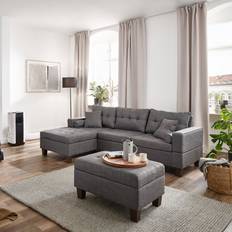 Home Deluxe Rom Grey Sofa 242.6cm 3-Sitzer