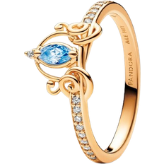 Pandora Gold Plated Rings Pandora Disney Cinderella's Carriage Ring - Gold/Blue/Transparent