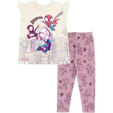 Children's Clothing Marvel Spidey and His Amazing Friends Spider-Man Ghost-Spider Girls T-Shirt and Leggings Set Toddler Child White purple