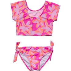 Bikinis Children's Clothing Snapper Rock Kid's Hibiscus Hype Crop SS Rash Top Set - Pink (G18003-04)