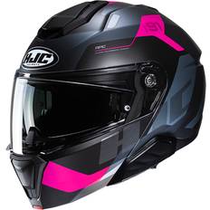 HJC Motorcycle Helmets HJC i91 Carst Grey Pink Modular Helmet Black