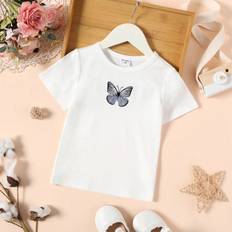 Patpat Children's Clothing Patpat Toddler Girl Butterfly Embroidered/Print Short-Sleeve Tee