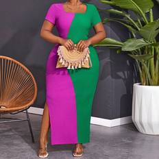 Shein Long Dresses Shein Plus Women's Color Block Slim Fit Maxi Dress