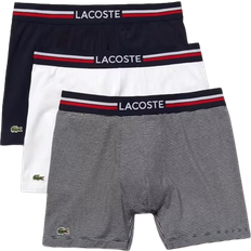 Lacoste Long Stretch Cotton Boxer Brief 3-pack - Navy Blue/White
